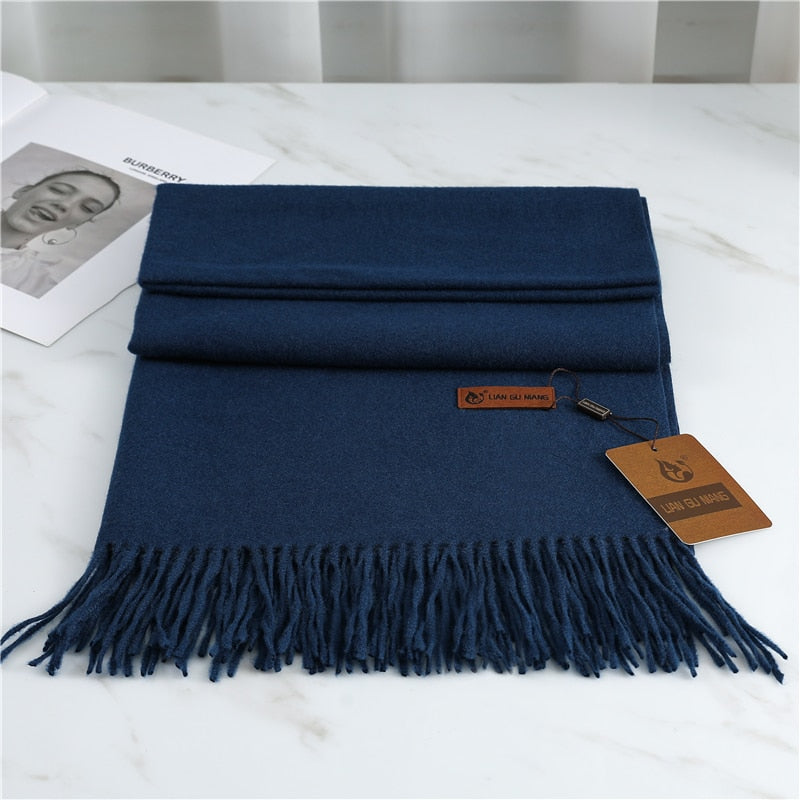 Women's Warm Pashmina Shawls with Tassels