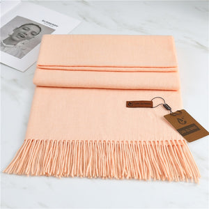 Women's Warm Pashmina Shawls with Tassels