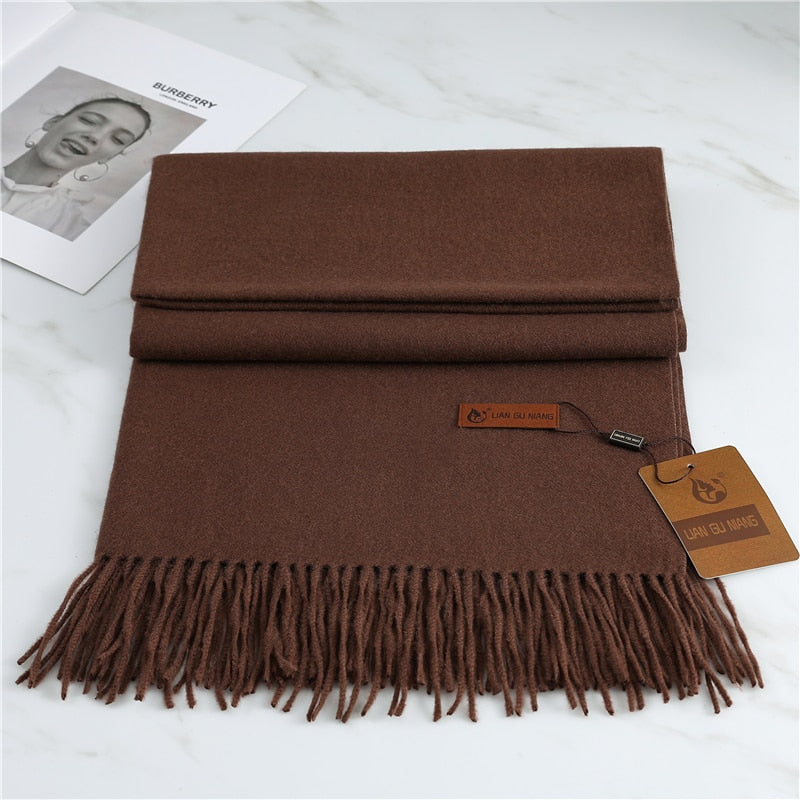 Women's Warm Pashmina Shawls with Tassels