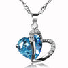 Women Blue Purple 925 Sterling Silver CZ Heart Pendant Necklace Gifts Jewelry