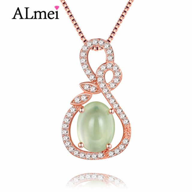 Women's Green Prehnite 925 Sterling Silver Necklaces