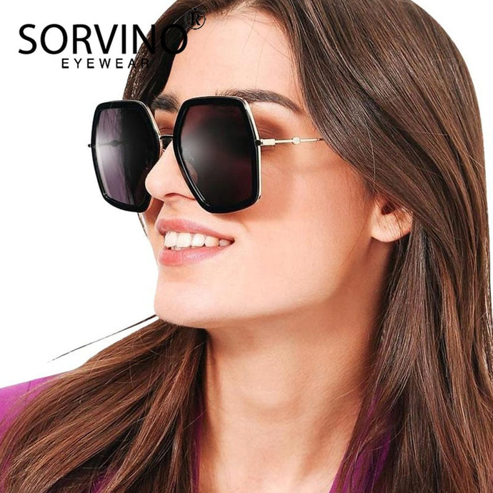 SORVINO Women's Oversized Hexagon-Inspired Designer Sunglasses