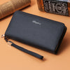 Men's Long Solid Color Leather Clutch Bags