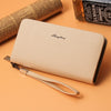 Men's Long Solid Color Leather Clutch Bags