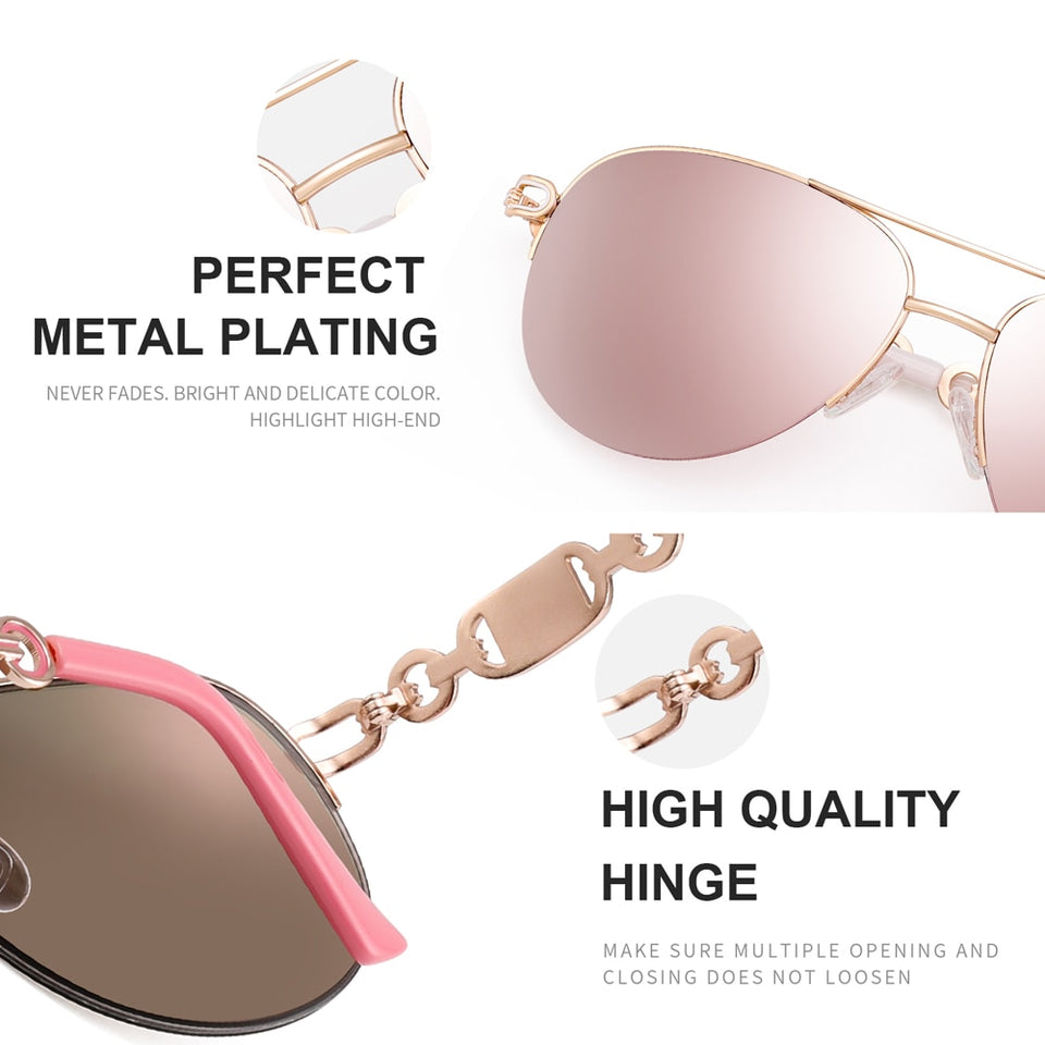 Women Vintage Pilot Pink  Anti-reflective UV400 White Shades Sunglasses