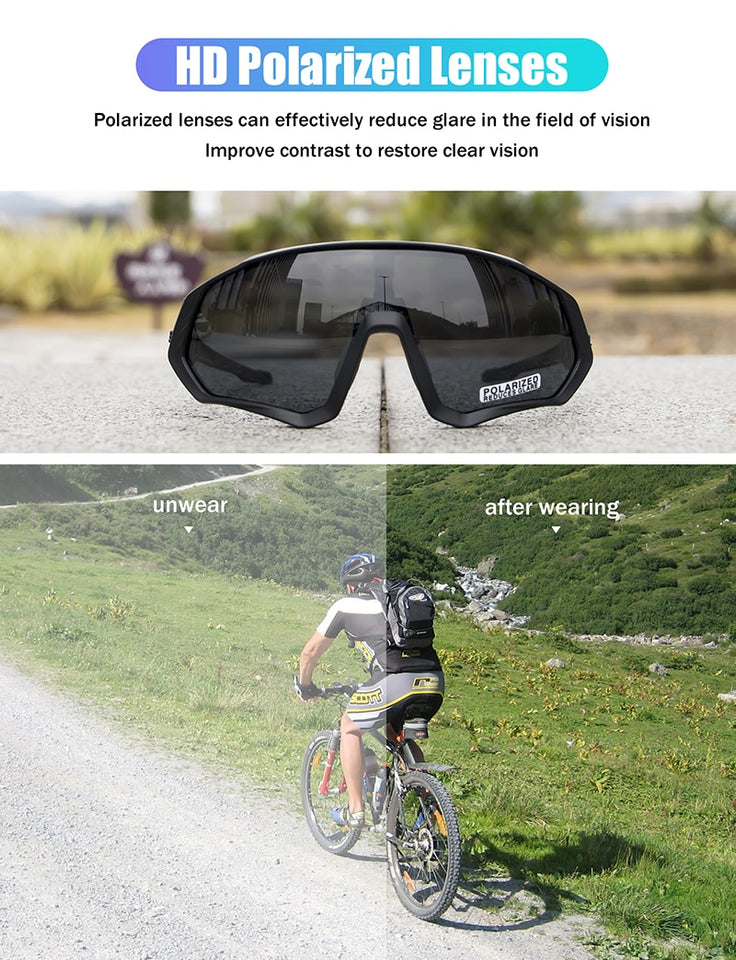 Lunettes de soleil unisexes VTT polarisées photochromiques UV400, pour l'extérieur, la conduite avec un cadre léger conçu