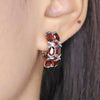 Women Natural Garnet Gemstone 925 Sterling Silver Clip On Earrings