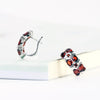 Women Natural Garnet Gemstone 925 Sterling Silver Clip On Earrings