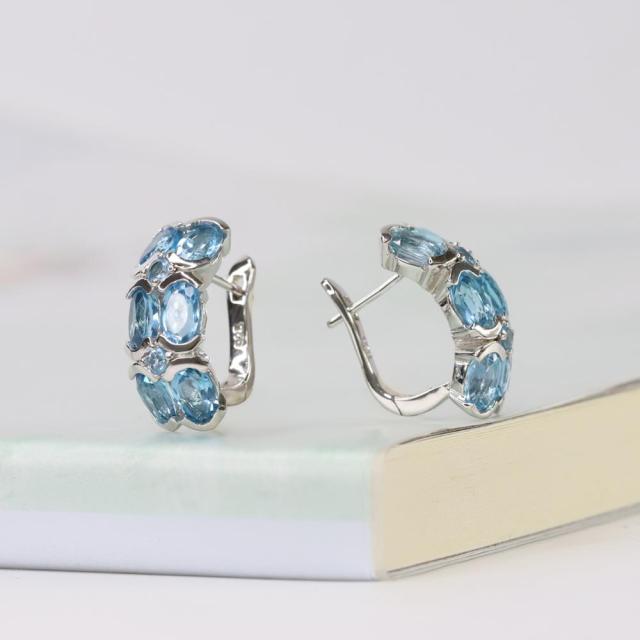 Women Natural Garnet Gemstone 925 Sterling Silver Clip On Earrings