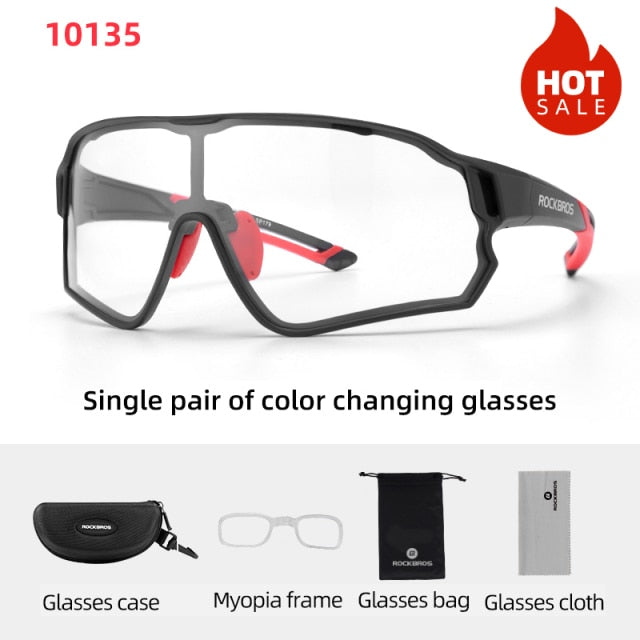 Lunettes de soleil de protection UV400 photochromiques de cyclisme unisexes Équipement de lunettes de sécurité pour le sport ultra-léger