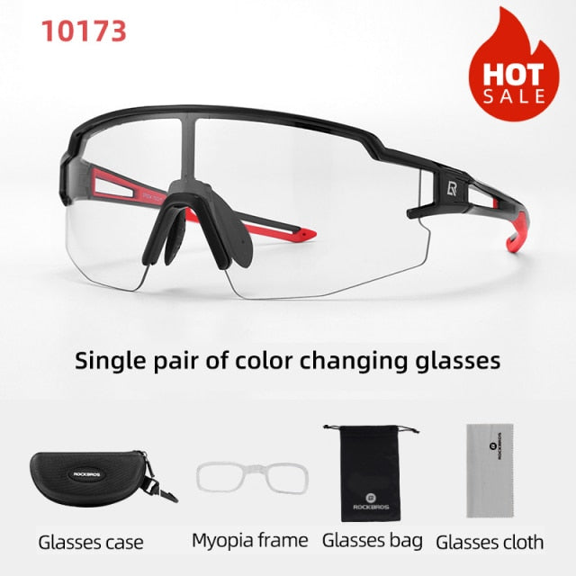 Unisex Photochromic UV400 Protection Cycling Sunglasses + Ultra-Light Sport Safe Eyewear Equipment