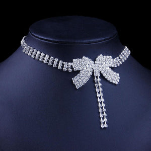 Femmes Strass Noeud Papillon Collier Papillon Ras Du Cou Charme Cristal Gland Collier Bijoux