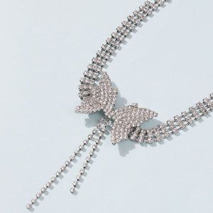 Femmes Strass Noeud Papillon Collier Papillon Ras Du Cou Charme Cristal Gland Collier Bijoux