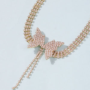 Femmes Strass Noeud Papillon Collier Papillon Ras Du Cou Charme Cristal Gland Collier Bijoux