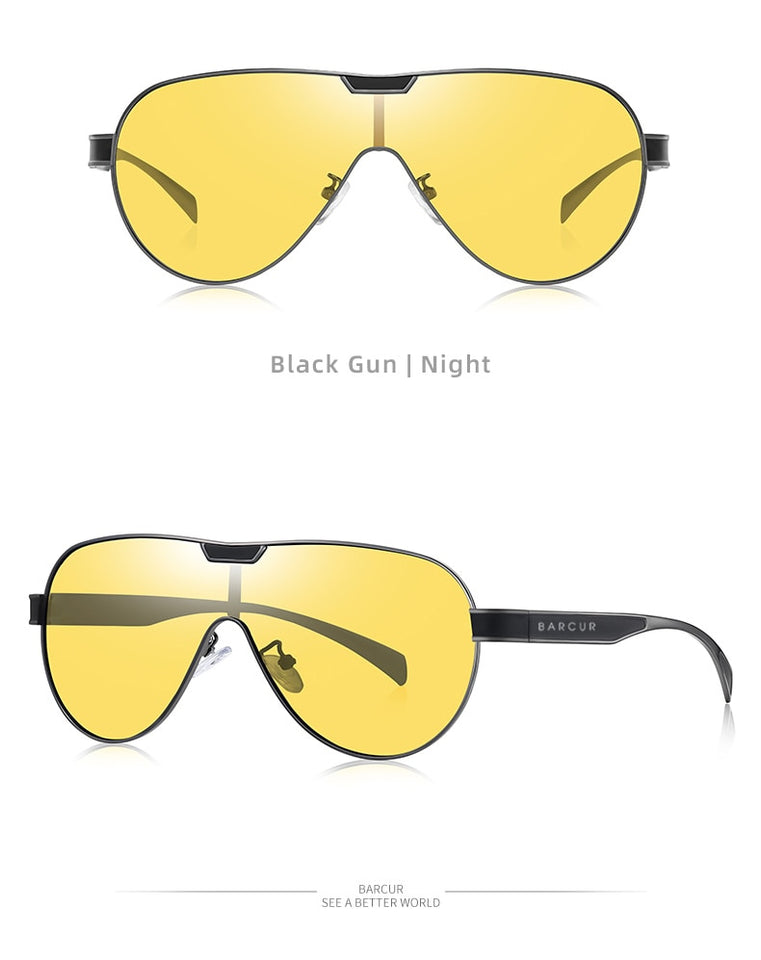 BARCUR Men's Polarized UV400 Protection Pilot-Style Sunglasses
