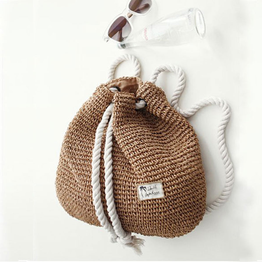 Sac à dos tissé à la mode en paille d'été pour femmes