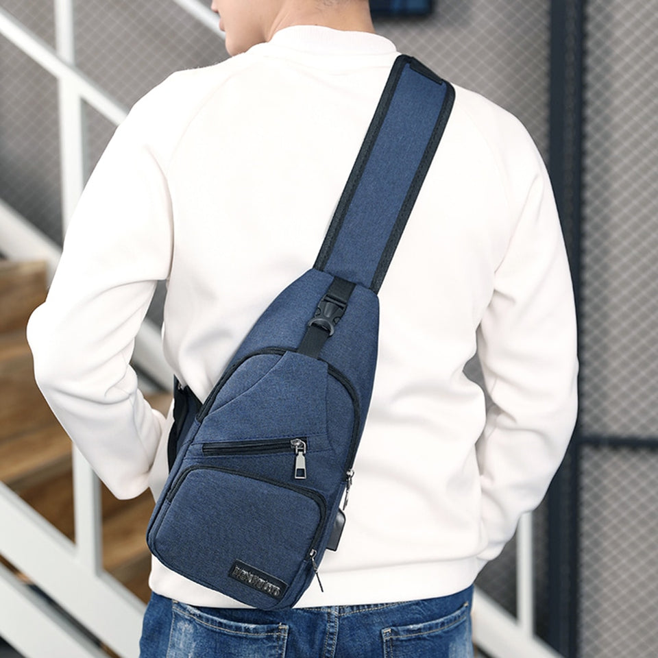 Men's Casual Crossbody Multi-Functional Bags with USB Charging