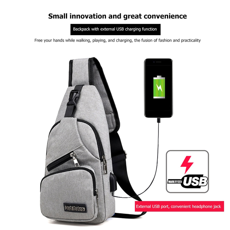 Men's Casual Crossbody Multi-Functional Bags with USB Charging