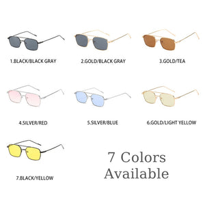 Unisex Vintage UV400 Square Sunglasses, Luxury Brand Design Gradient Mirror Metal Frame