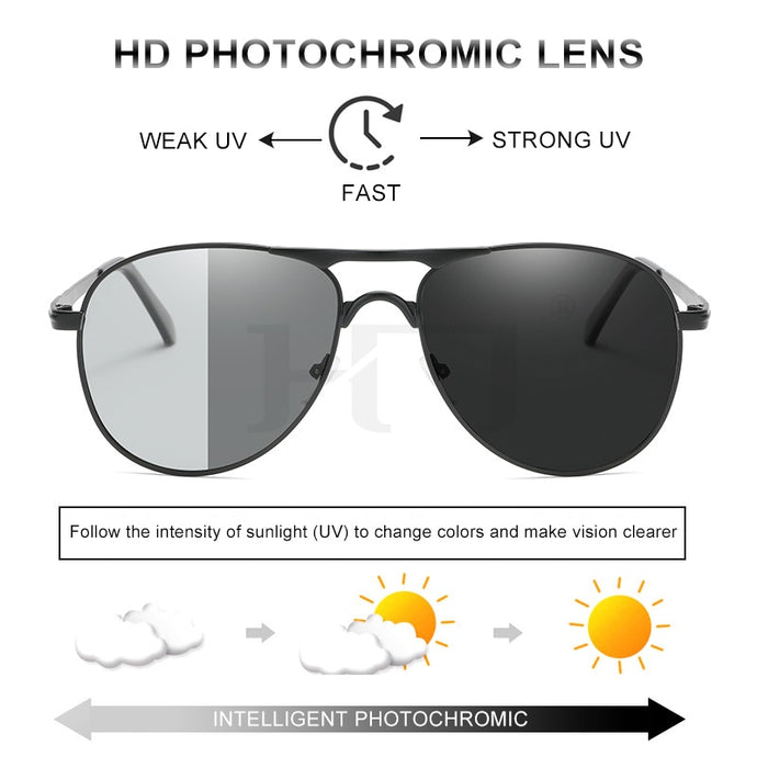 Men's Pilot-Style Photochromic/Polarized Outdoor Sunglasses