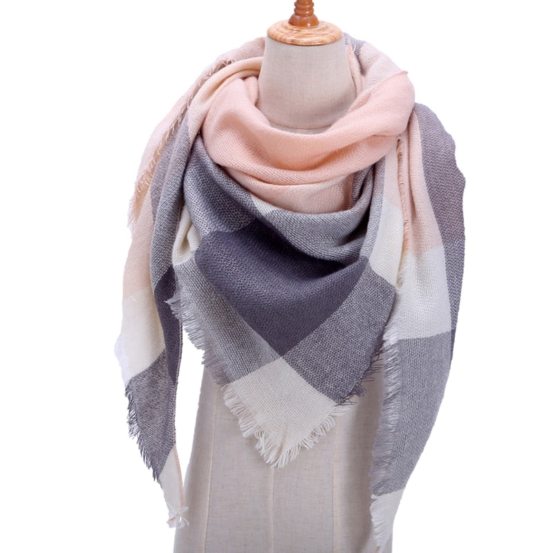 Knitted Plaid Winter Scarfs for Women