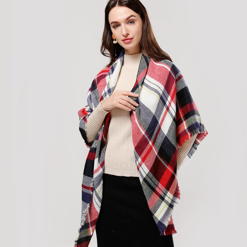 Knitted Plaid Winter Scarfs for Women