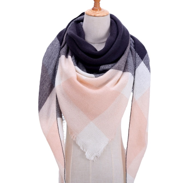 Knitted Plaid Winter Scarfs for Women