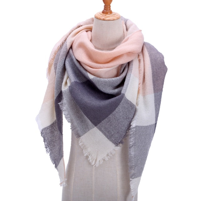 Knitted Plaid Winter Scarfs for Women