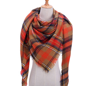 Knitted Plaid Winter Scarfs for Women