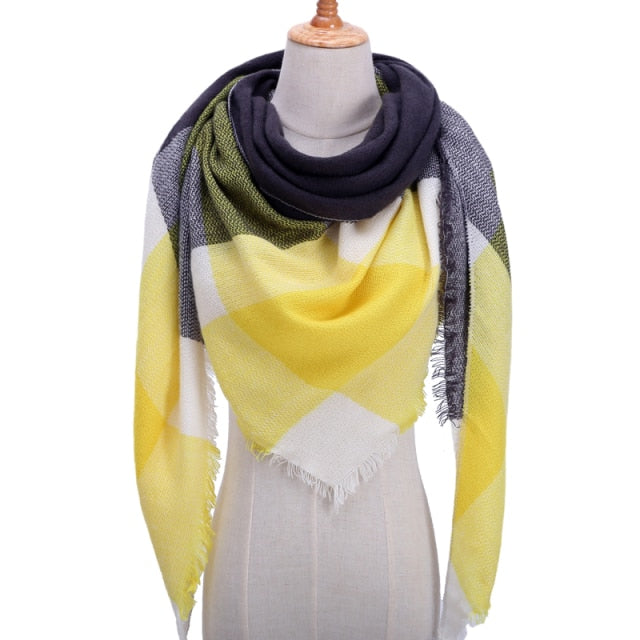 Designer de marque de luxe tricoté printemps hiver femmes écharpe plaid chaud cachemire châle
