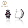 Women Classic Round Natural Black Garnet 925 Sterling Silver Gemstone Earrings