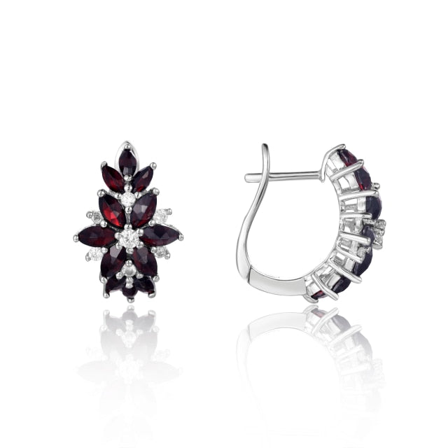 Classic Natural Black Garnet 925 Sterling Silver Gemstone Earrings