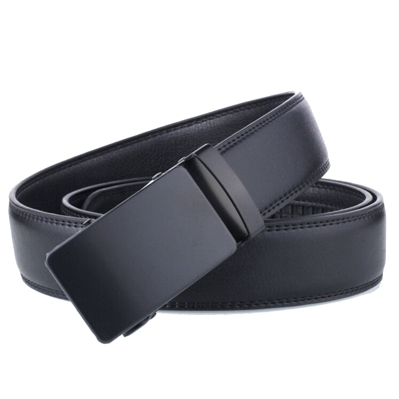 Men's Black Business/Casual Leather Belts with Automatic Buckles