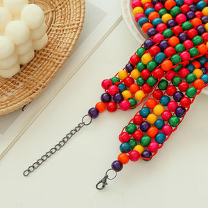 Women Multi Strand Colorful Bead Layered African Statement Chunky Necklaces Earrings Set