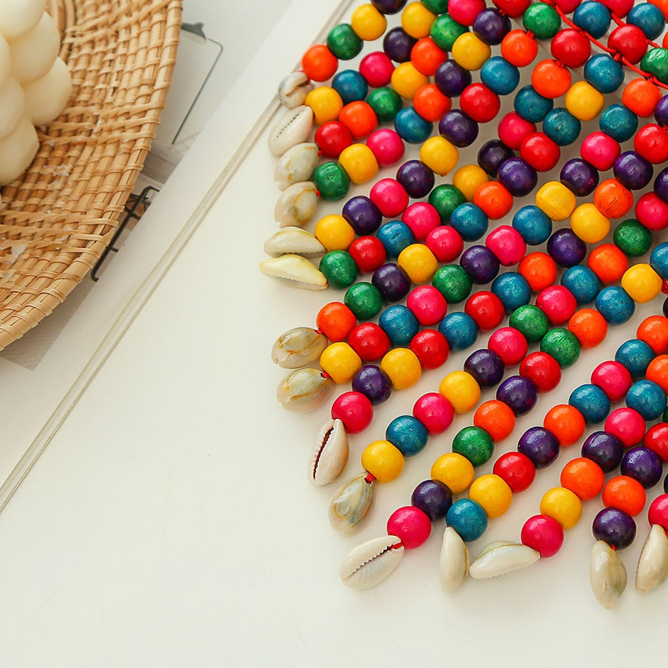 Ensemble de boucles d'oreilles avec colliers et boucles d'oreilles en couches de perles colorées multi-brins pour femmes