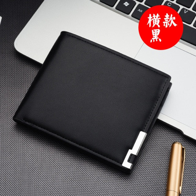 Hommes Solid Iron Edge Horizontal Wallet ID Credit Card Holder Coin Pocket Purse