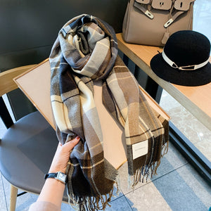 Women's Knitted Plaid Cashmere Shawls