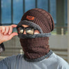 Bonnet d'hiver unisexe tricoté hiver épais laine cou écharpe casquette cagoule masque Bonnet