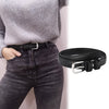 Ceinture en cuir avec boucle ardillon argentée pour femmes, jeans sauvages noirs