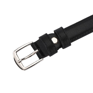 Ceinture en cuir avec boucle ardillon argentée pour femmes, jeans sauvages noirs