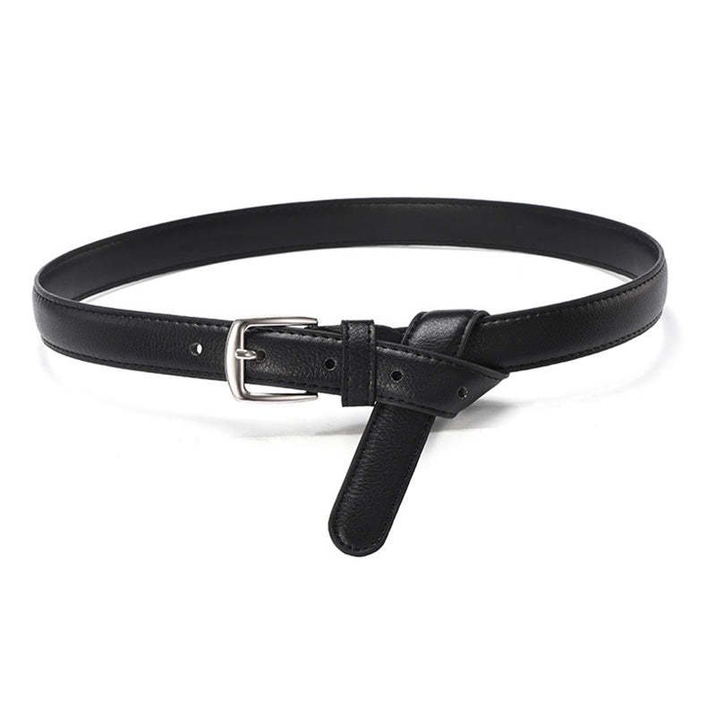 Ceinture en cuir avec boucle ardillon argentée pour femmes, jeans sauvages noirs