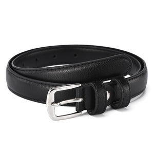 Ceinture en cuir avec boucle ardillon argentée pour femmes, jeans sauvages noirs