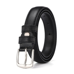 Ceinture en cuir avec boucle ardillon argentée pour femmes, jeans sauvages noirs