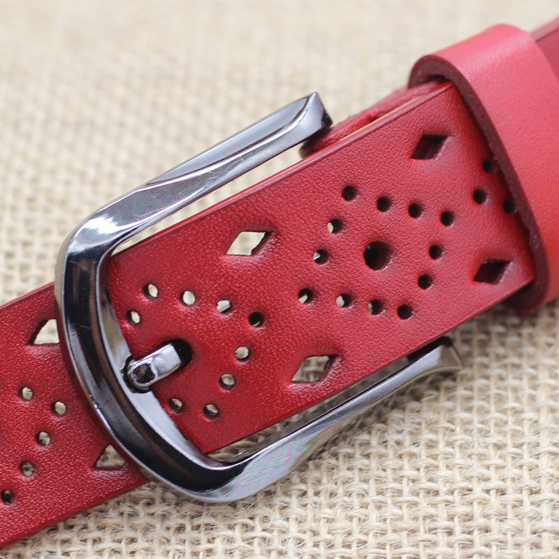 Women's Genuine Leather Punched Belts