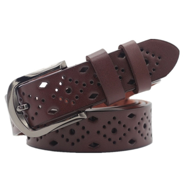 Women's Genuine Leather Punched Belts