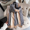 Women Cashmere Warm Scarf All Season Multi-Purposes Plaid Satin Tassel Long Shawl