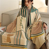 Women Cashmere Warm Scarf All Season Multi-Purposes Plaid Satin Tassel Long Shawl