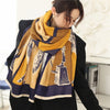 Women Cashmere Warm Scarf All Season Multi-Purposes Plaid Satin Tassel Long Shawl