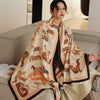 Women Cashmere Warm Scarf All Season Multi-Purposes Plaid Satin Tassel Long Shawl