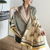 Women Cashmere Warm Scarf All Season Multi-Purposes Plaid Satin Tassel Long Shawl